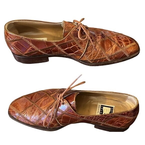 David Eden Brown Alligator Crocodile Handmade Leather Mens Size 10 Shoes main image 7